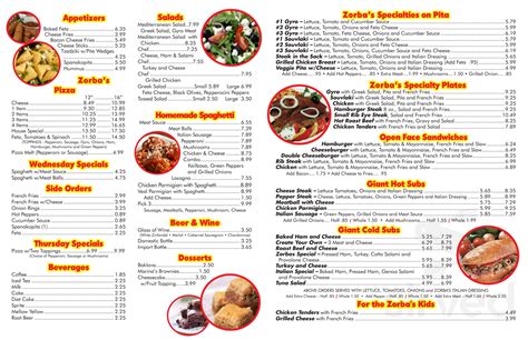 zorbas menu hope mills nc  3114 N Main St, Hope