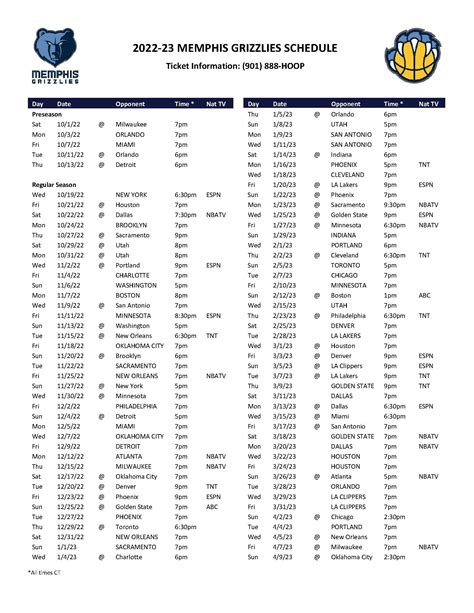 2024-22 Memphis Grizzlies Schedule: Home Games, Away Games, …