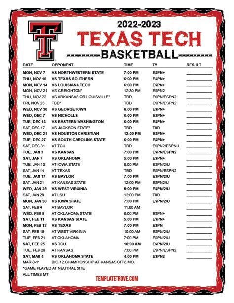 2024-23 Texas Tech Red Raiders Stats ESPN