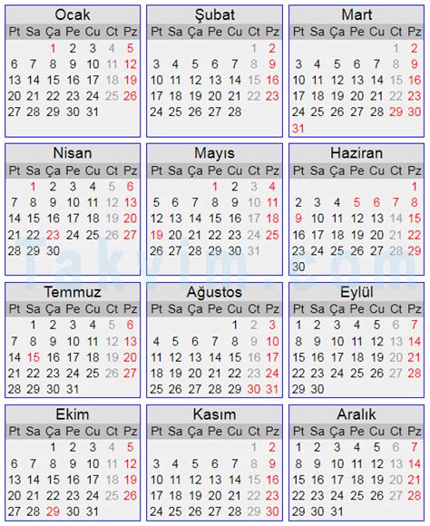 2025 Takvimi. 