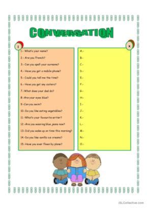205 Conversation Beginner Pre A1 English Esl Worksheets Conversational English Worksheet - Conversational English Worksheet