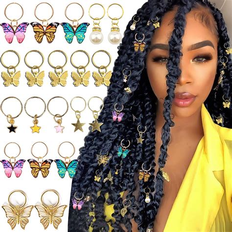 20Pcs Gold Butterfly Braid Clips Crystal Dreadlock Hair Accessories ...