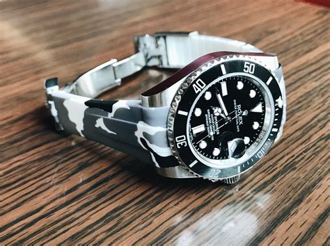 20mm Curved End Red Digital Camo Rubber Watch Strap For Rolex, Omega …