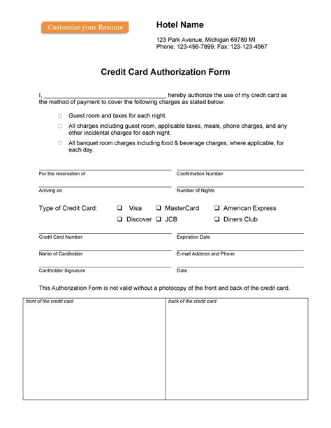 21+ Credit Card Authorization Form Templates Realia Project