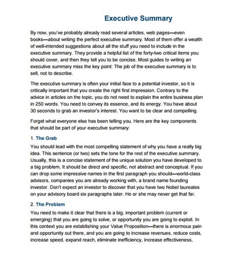 21+ Free 43+ Free Executive Summary Templates Word Excel Formats