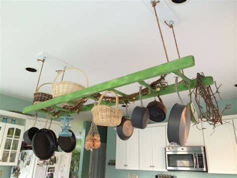 21 Farmhouse Ladders ideas farmhouse ladder, pot rack hanging, old ladder