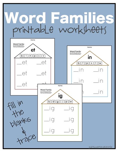 21 Free Word Family Printables To Help Beginning Kindergarten Word Families Worksheets - Kindergarten Word Families Worksheets