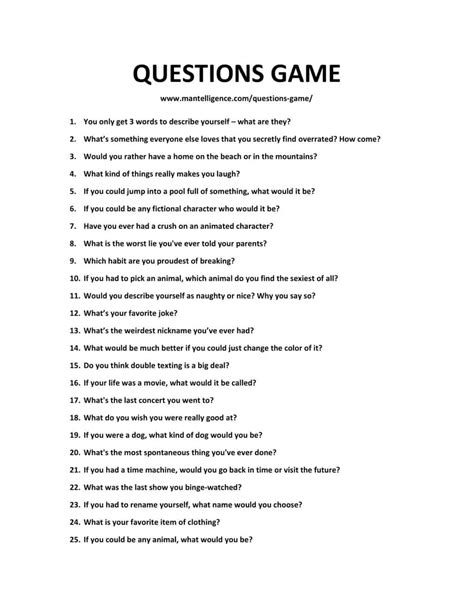 21 questions game. 27. Put on a blindfold and touch the other players' faces until you can figure out who it is. 28. Let the other players redo your hairstyle. 29. Eat a raw egg. 30. Let the player to your right ... 