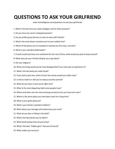 21 questions to ask a new girlfriend