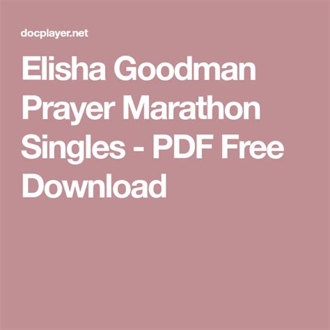 Download 21 Day Marathon Prayer By Elisha Goodman 