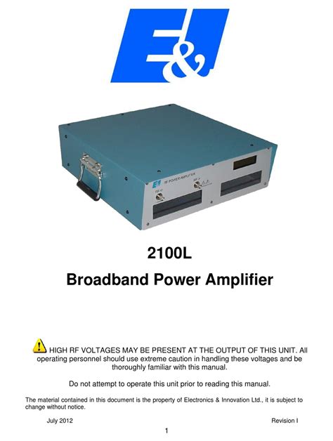 2100L Broadband Power Amplifier - Electronics & Innovation, …