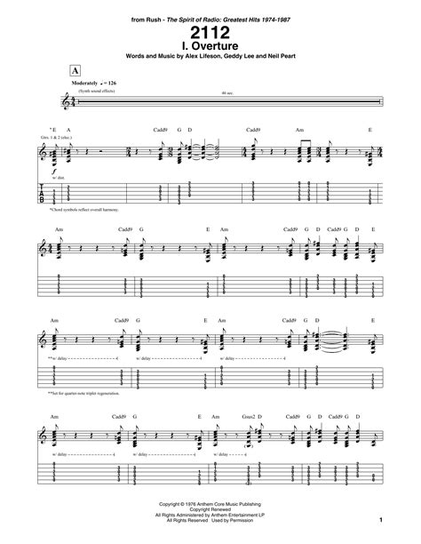 2112 I Overture Tab by Rush Songsterr Tabs with Rhythm