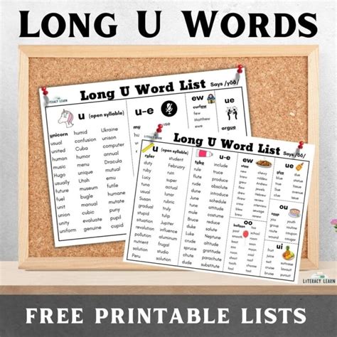 215 Long U Vowel Sound Words Free Printable Long Vowel Word List First Grade - Long Vowel Word List First Grade