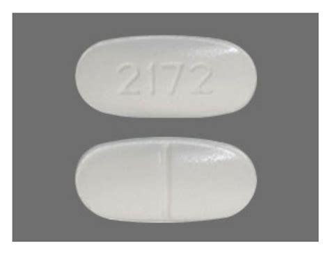2172 white oval pill. Enter the imprint code that appears on the pill. Example: L484; Select the the pill color (optional). Select the shape (optional). Alternatively, search by drug name or NDC code using the fields above. Tip: Search for the imprint first, then refine by color and/or shape if you have too many results. 