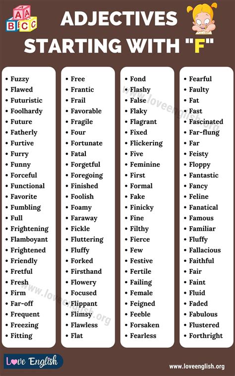 219 Adjectives That Start With F Awesome And Adjectives That Start With F - Adjectives That Start With F