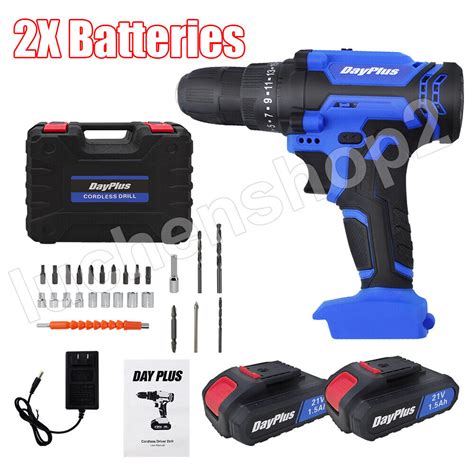 21V Cordless Hammer Impact Drill Driver Electric Screwdriver …