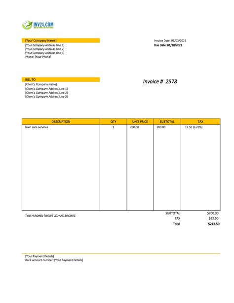 22+ Yard Service Invoice Sample Excel Templates