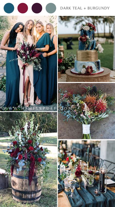 22 Dark Teal and Burgundy Wedding Ideas for Fall 2024 - Hi Miss …