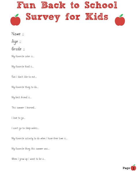 22 Fun Surveys For Kids Amp Teens Work Interest Surveys For Kids - Interest Surveys For Kids