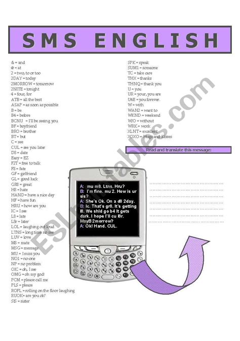 222 Texting English Esl Worksheets Pdf Amp Doc Text Message Language Worksheet - Text Message Language Worksheet