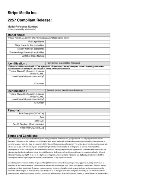 2257 Model Release Form Fill Out and Sign Printable PDF Template signNow