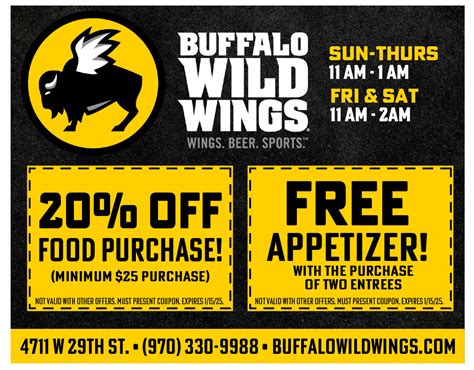 23 Save Buffalo Wild Wings Coupons Printable Codes August 2021 Takecoupon Com