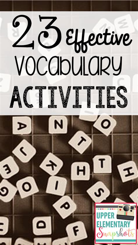 23 Effective Vocabulary Activities Upper Elementary Snapshots Vocabulary Activities 5th Grade - Vocabulary Activities 5th Grade