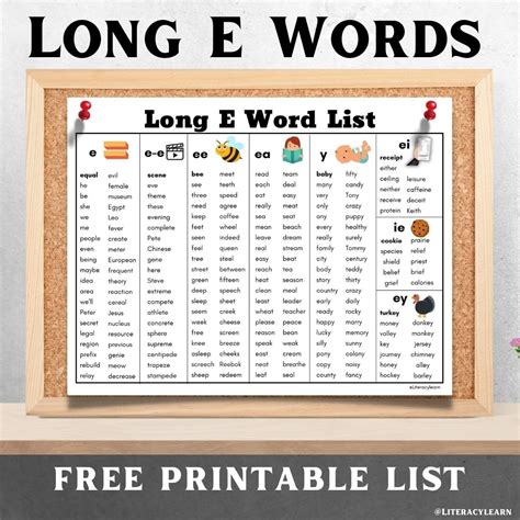 233 Long E Words Free Printable List Literacy E Words For Kids - E Words For Kids
