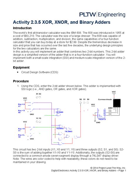 235 Xor Xnor And Binary Adders