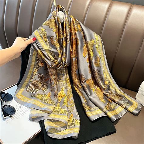 23ss 13style 180x90CM Luxury Brand Letter Silk Satin Scarf …