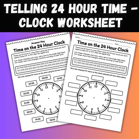 24 Hour Clock Worksheets Library