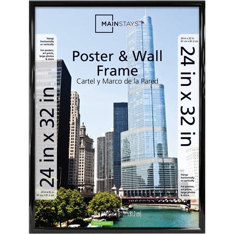 24 by 32 frame. MODERN AND FUNCTIONAL: Create a contemporary display for all your most esteemed art prints, photos, posters, puzzles, and more with the MCS Trendsetter Frame featuring a sleek black finish. DIMENSIONS: Wall picture frame measures 25 x 33 inches and holds one 24 x 32 inch poster, puzzle, or picture. QUALITY CONSTRUCTION: Our poster frames ... 