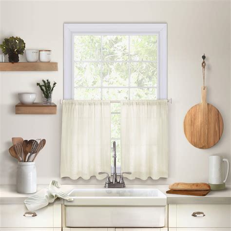 Sheer Kitchen Window Curtains, Vertical Striped Design Bathroom Window Curtain, Yarn Dyed Linen Textured Farmhouse Half Window Kitchen Cafe Curtains, 27" W x 24" L, Black/White, Set of 2. 151. $1199. FREE delivery Wed, Oct 11 on $35 of items shipped by Amazon. Or fastest delivery Tue, Oct 10.. 