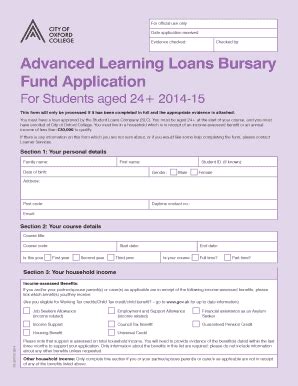 Read Online 24 Advanced Learning Loan Bursary Fund Application Form 