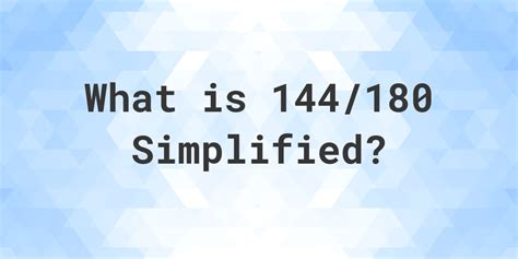 240 180 simplified. The simplest form of 510 / 180 is 17 / 6. Steps to simplifying fractions. Find the GCD (or HCF) of numerator and denominator GCD of 510 and 180 is 30; Divide both the numerator and denominator by the GCD 510 ÷ 30 / 180 ÷ 30; Reduced fraction: 17 / 6 Therefore, 510/180 simplified to lowest terms is 17/6. MathStep (Works offline) 