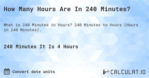 240 Mins To Hours
