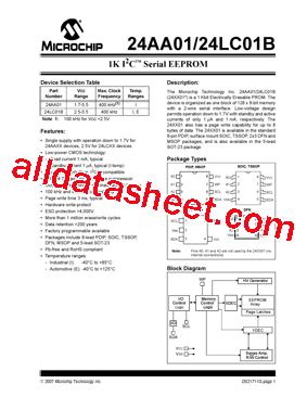 24LC01B Datasheet(PDF) - Microchip Technology