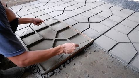 24x24 concrete paver molds. It is a very sturdy 18" x 16" x 1 3/4" black hard plastic mold. Just need to level ground and lay a sand base down. Place thin side of mold against the ground. Then mix your concrete and place in each section of the mold, and level concrete across mold. Let concrete set up for about 5 minutes, then carefully pull up mold. 