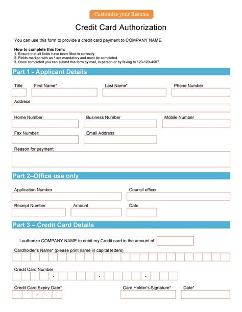 25+ Credit Card Authorization Form Template Free Download!!