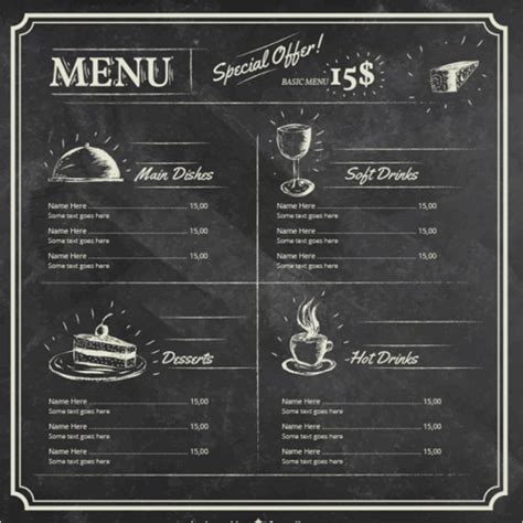 25 Chalkboard Menu Templates Free Word Menu Card Designs