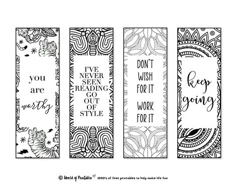 25 Free Printable Adult Coloring Bookmarks
