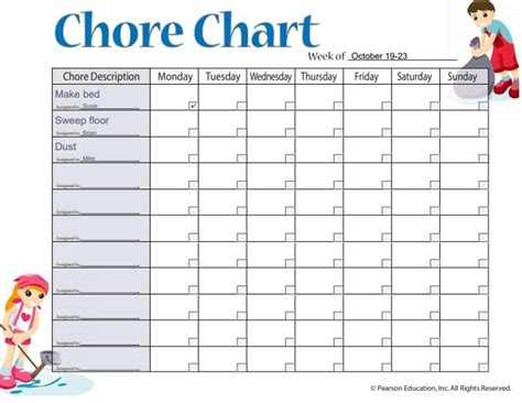 25 Free Printable Chore Chart Templates Word Excel Pdf Best Collections