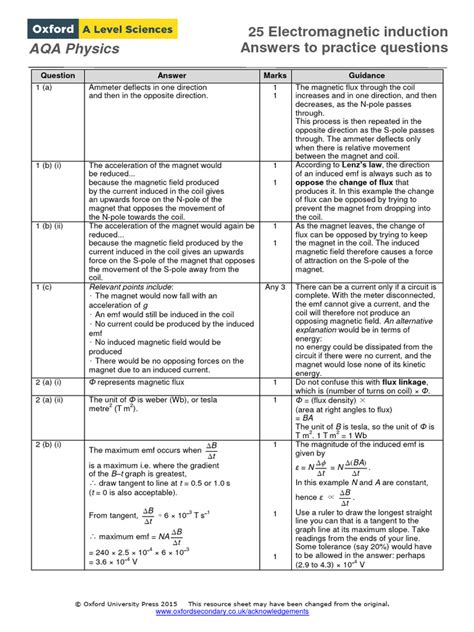 25 Electromagnetic Induction Aqa Physics Answers To