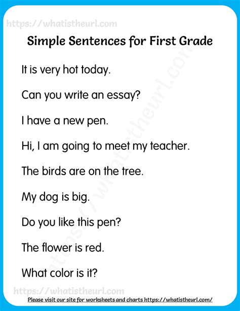 25 Simple Sentences For Grade 1 Your Home Simple English Sentences For Kids - Simple English Sentences For Kids