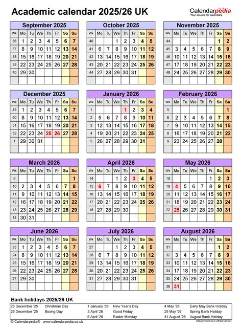 25-26 Academic Calendar Printable