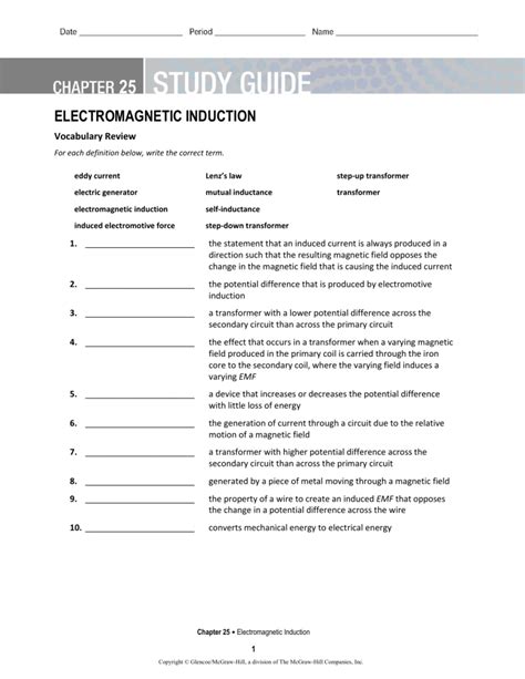 Read Online 25 Study Guide Electromagnetic Induction Answers Key 