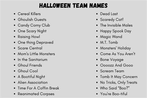 250 Alluring and Cool Halloween Team Names Ideas