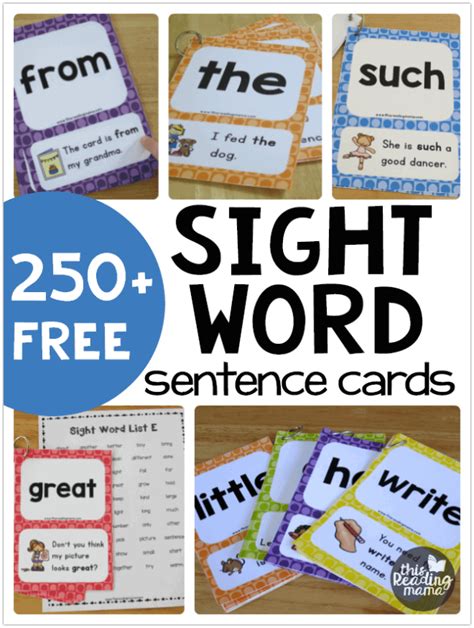 250 Free Sight Word Sentence Cards This Reading Sight Words And Sentences - Sight Words And Sentences