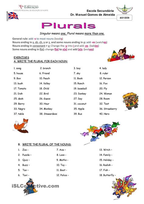 257 Plural Nouns With Es Grammar Plain And One And Many Es Words - One And Many Es Words