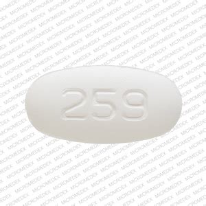 259 white pill. Enter the imprint code that appears on the pill. Example: L484; Select the the pill color (optional). Select the shape (optional). Alternatively, search by drug name or NDC code using the fields above. Tip: Search for the imprint first, then refine by color and/or shape if you have too many results. 